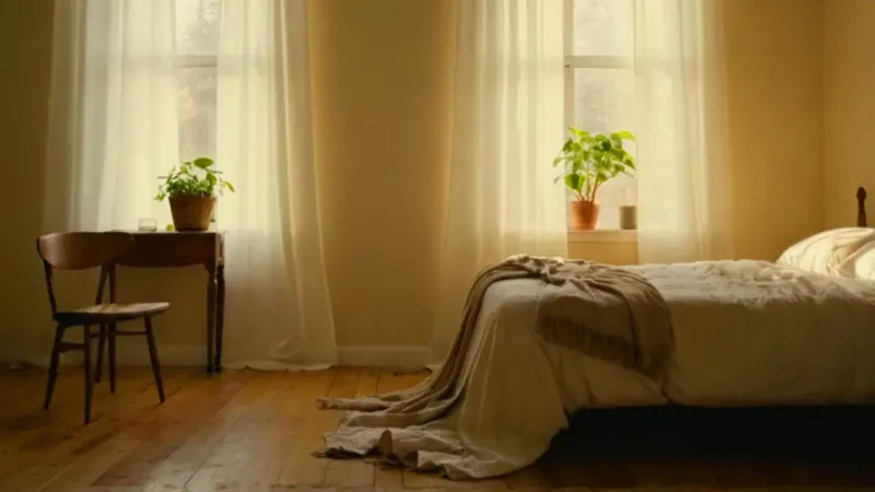 Mujer a contraluz en una habitación soleada