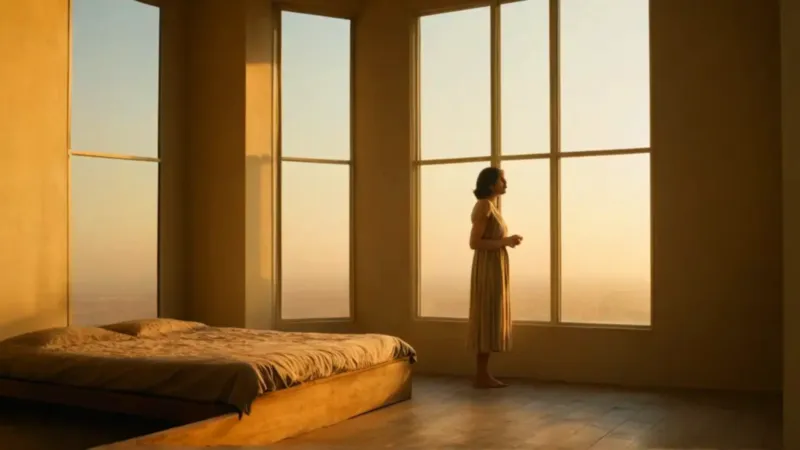 Mujer a contraluz en la ventana