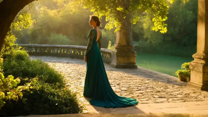 Mujer contempla un pavo real majestuoso
