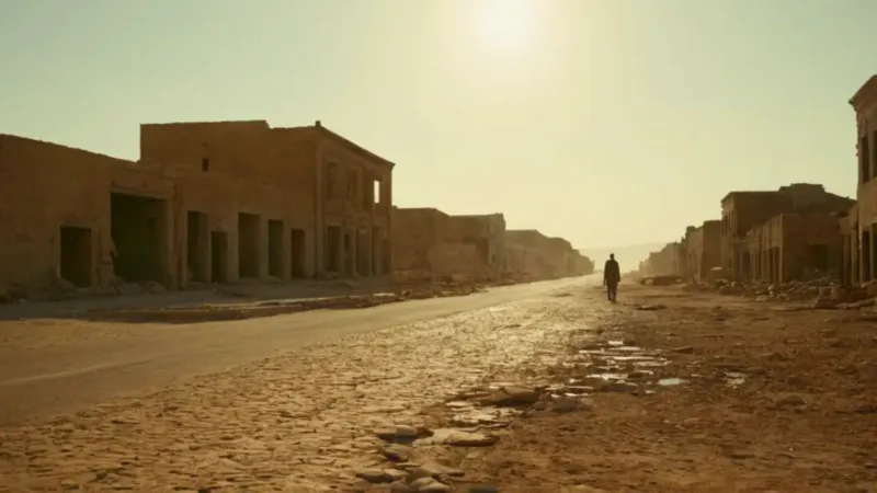 Soledad y desolación entre ruinas polvorientas