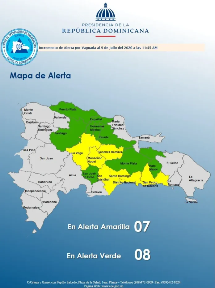 Alerta amarilla por vaguada en provincias