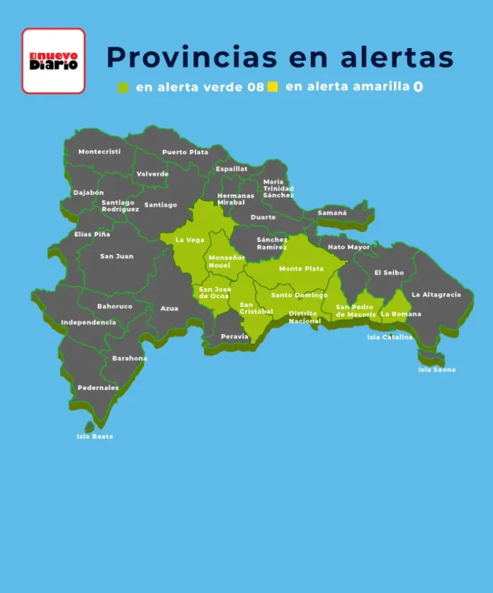 Alerta verde por lluvias en ocho provincias