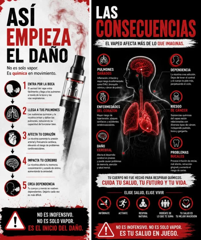 Jóvenes dominicanos usando vapes y hookah.