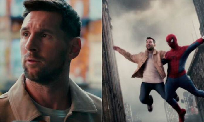 Messi y Spider-Man en divertido encuentro.