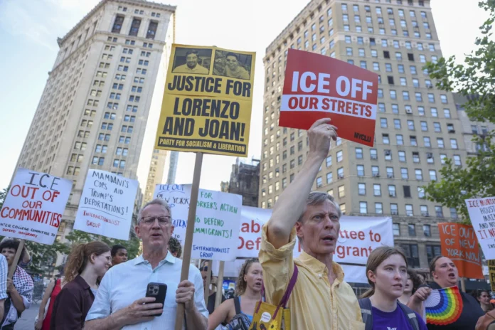 Protesta en Nueva York por justicia inmigrante.