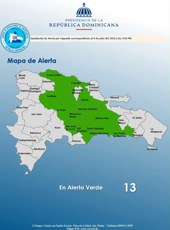 Alerta verde por lluvias en 12 provincias.