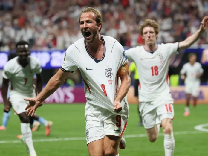 Harry Kane celebra su victoria con Inglaterra.