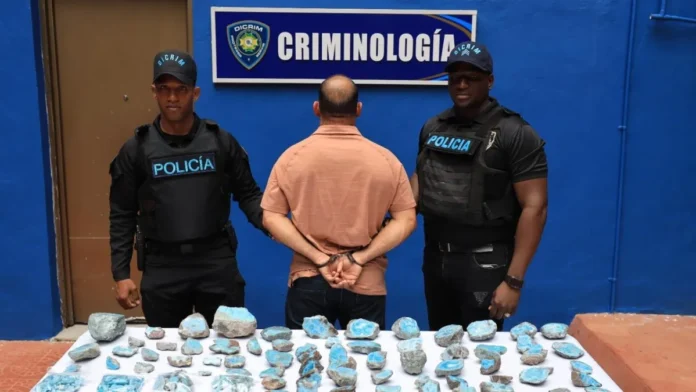 Piedras de larimar recuperadas por la policía.