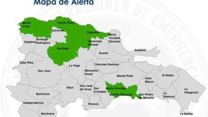 Alerta verde en cinco provincias dominicanas.
