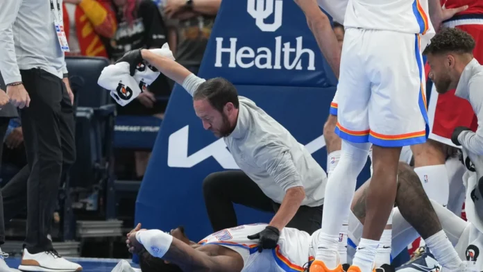 Jalen Williams lesionado en partido contra Clippers.