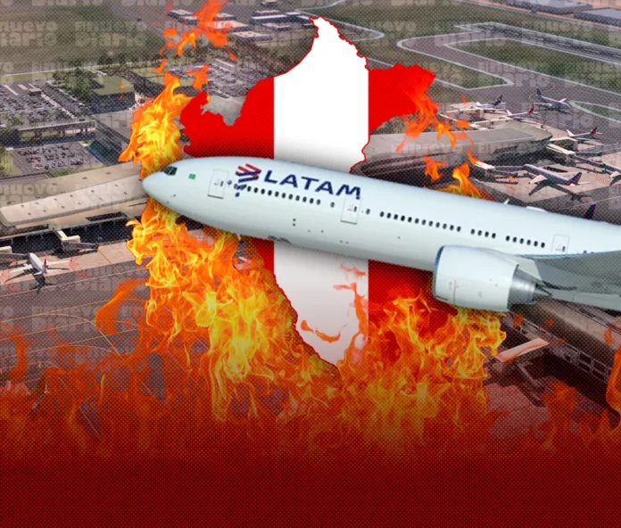 Incendio en avión de Latam en Lima.