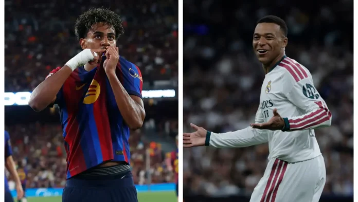 Lamine Yamal y Mbappé en el Clásico.