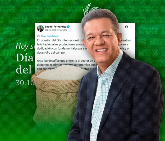 Leonel Fernández apoya a productores de arroz.