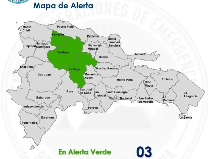 Alerta verde por lluvias en La Vega.
