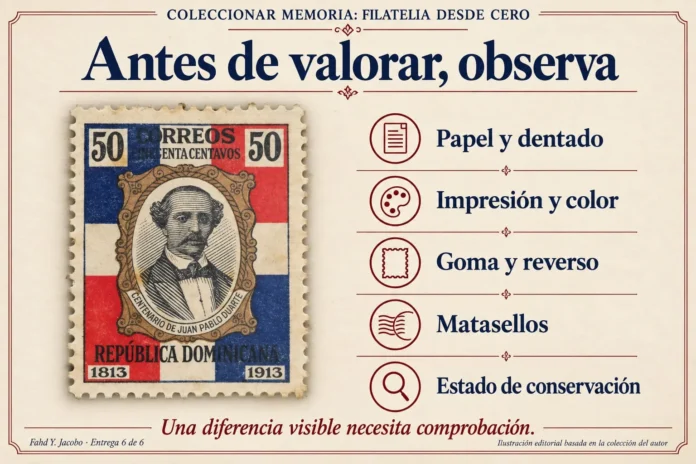 Evaluación de sellos postales en filatelia.